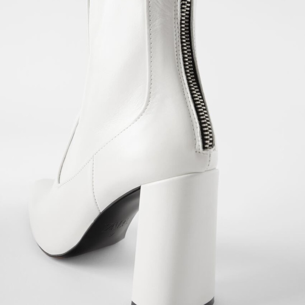 ZARA LEATHER HIGH HEEL ANKLE BOOTS WITH FI… - Picture 3 of 7